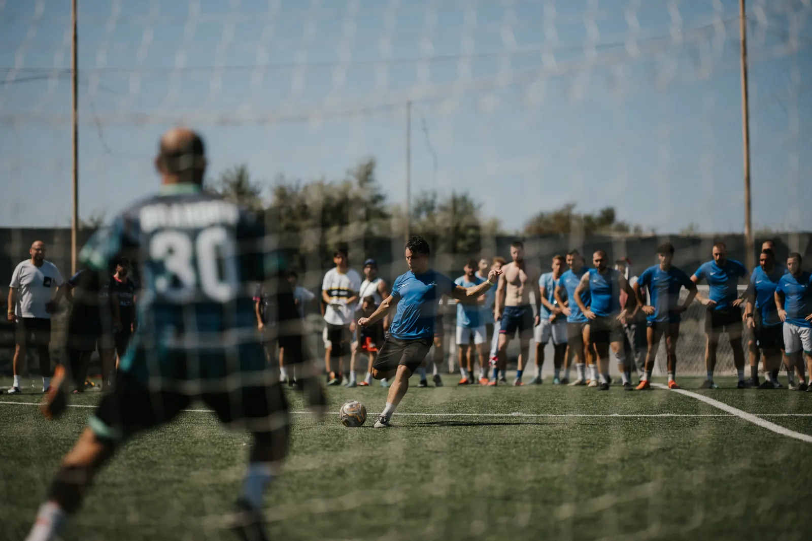 The view from behind the goal during an IFR Champions Cup match