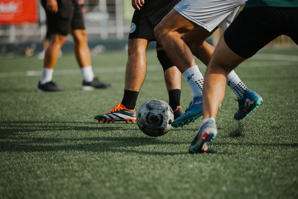Close-up of players challenging for the ball at a previous IFR tournament