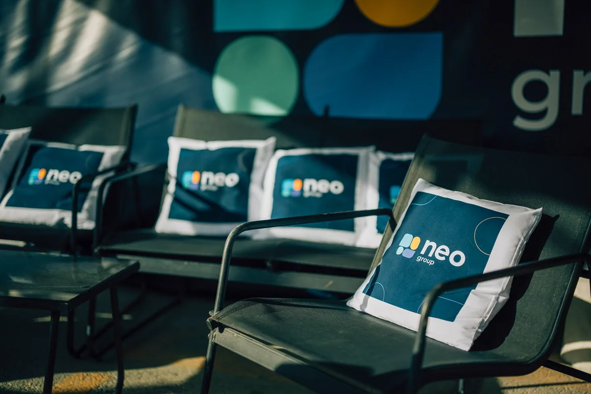 Neo Group branded seating in the IFR Padel Cup hospitality area