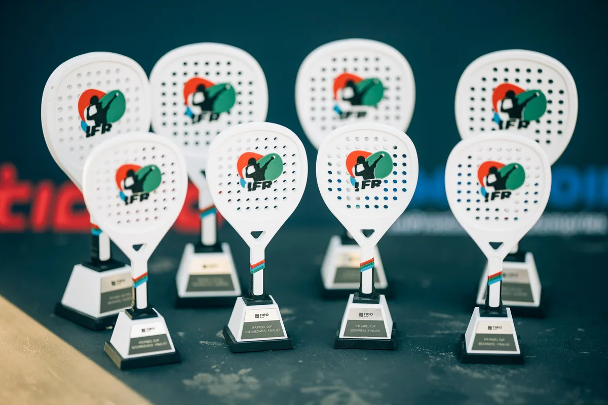 IFR Padel Cup trophies arranged ahead of the awards presentation
